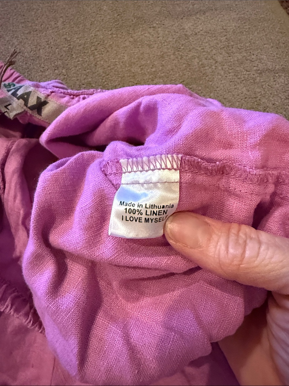 New Flax Women’s 100% Linen Wide Leg Pink pull On Pants Size Large (TD) - Picture 5 of 6